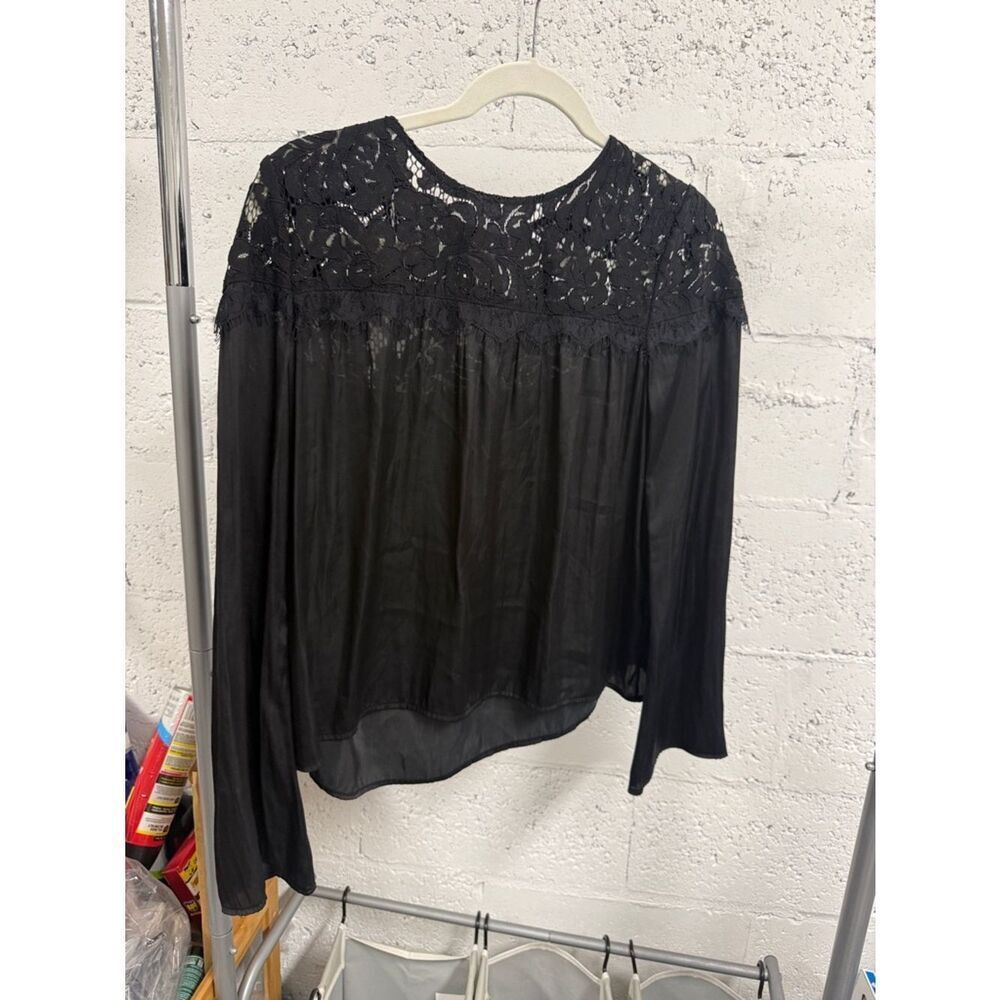 CHOOSE LOVE Black Lace Yoke Long-Sleeve Women's Top - Worn Once